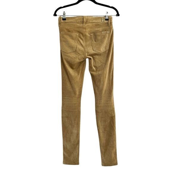 7 FOR ALL MANKIND Suede Skinny Pants Jeans In Tan Camel Sz 25 - Picture 3 of 6